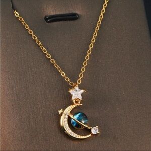 Moon with Star Arrow Pendant Necklace